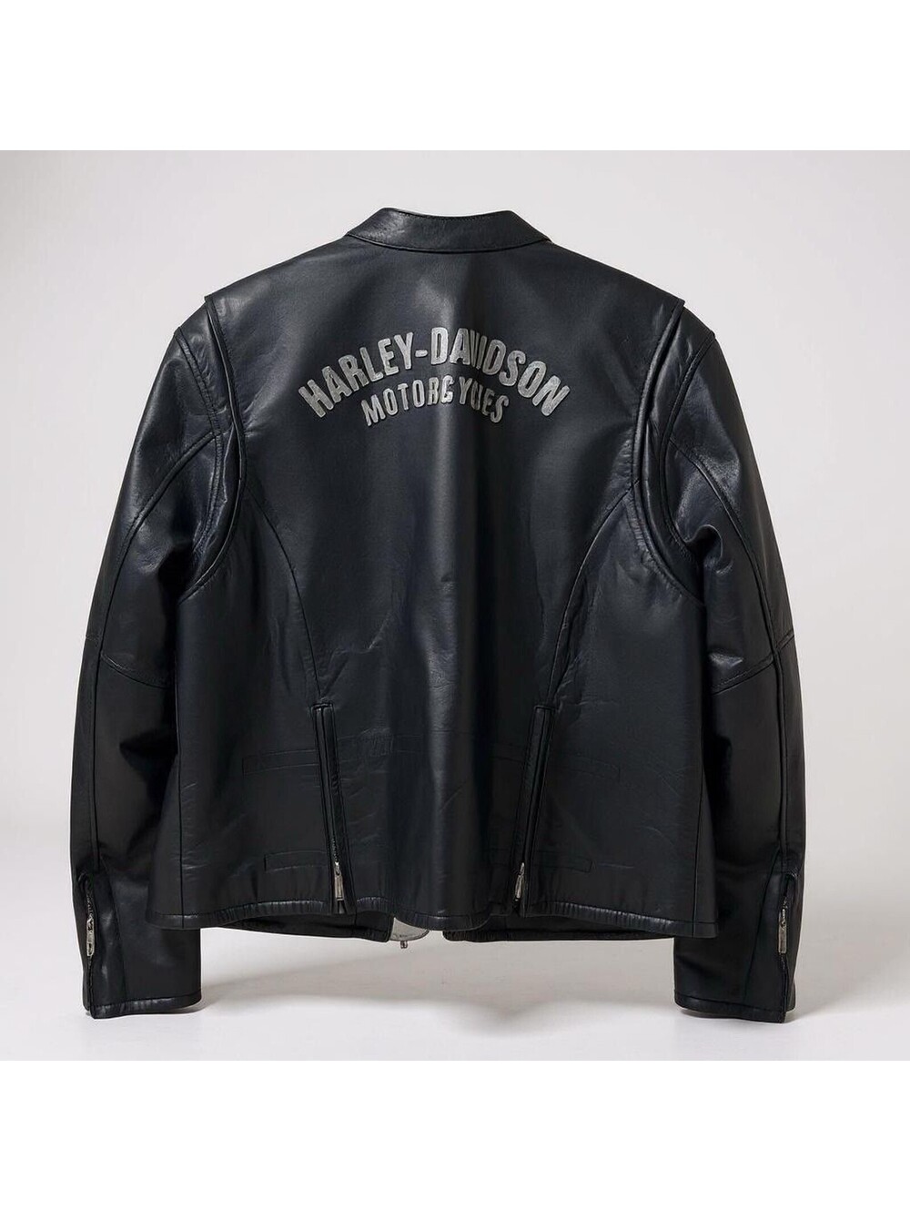 Harley Davidson Women’s Black Leather Motorcycle Jacket Logo Back Size 1W
